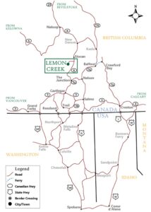 Map to Lemon Creek Lodge